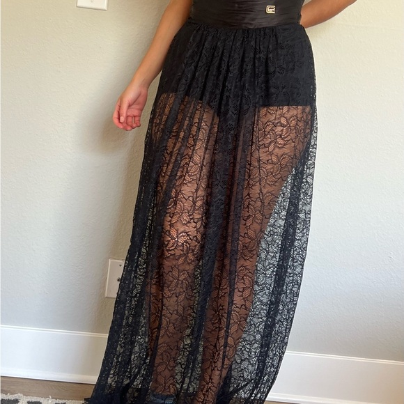 Roberto Cavalli Sheer Black Lace Maxi Skirt - Picture 1 of 4